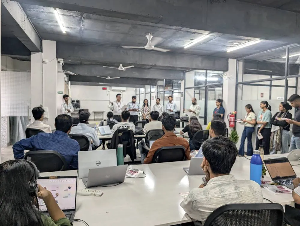 The open-plan office during an all-hands